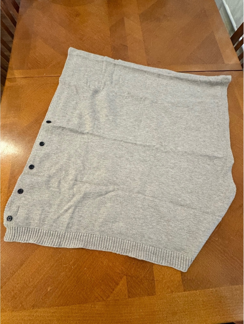 Ecru /Tan Button-Accent Knit Poncho 2809